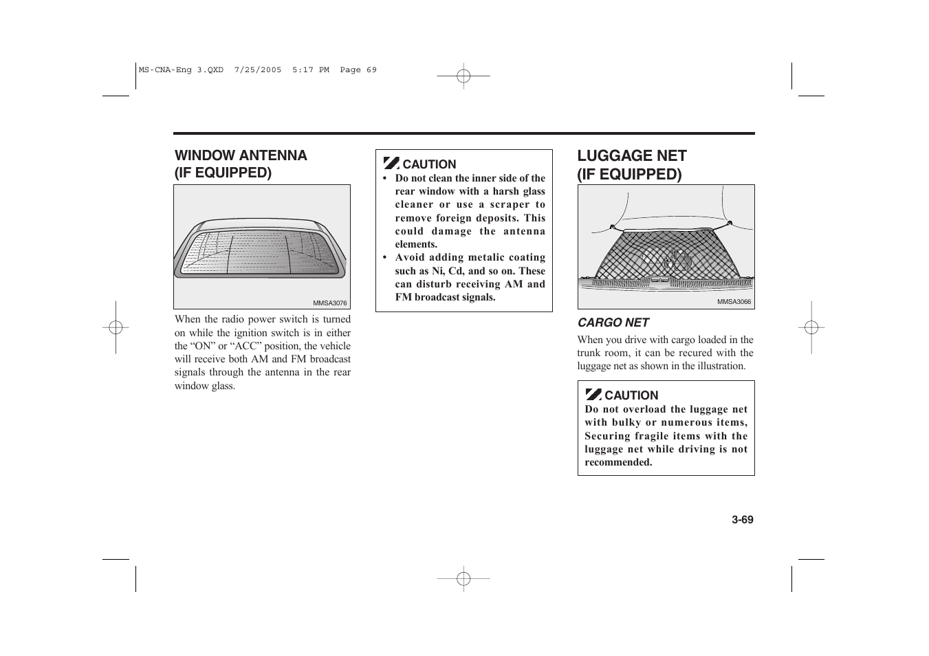 Luggage net (if equipped) | KIA Magentis 2006 User Manual | Page 78 / 225