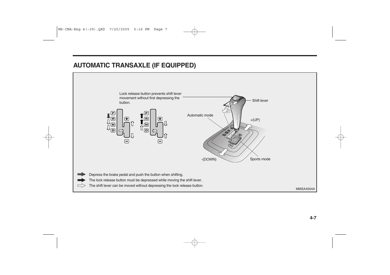 Automatic transaxle (if equipped) | KIA Magentis 2006 User Manual | Page 86 / 225