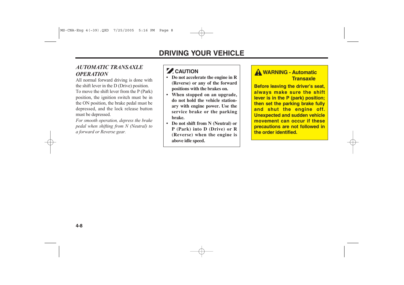 Driving your vehicle | KIA Magentis 2006 User Manual | Page 87 / 225