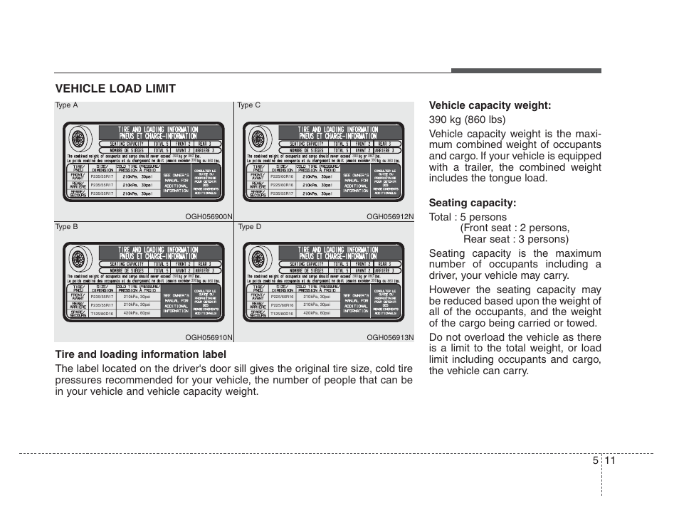 Driving tips, Vehicle load limit | KIA Amanti 2008 User Manual | Page 195 / 283