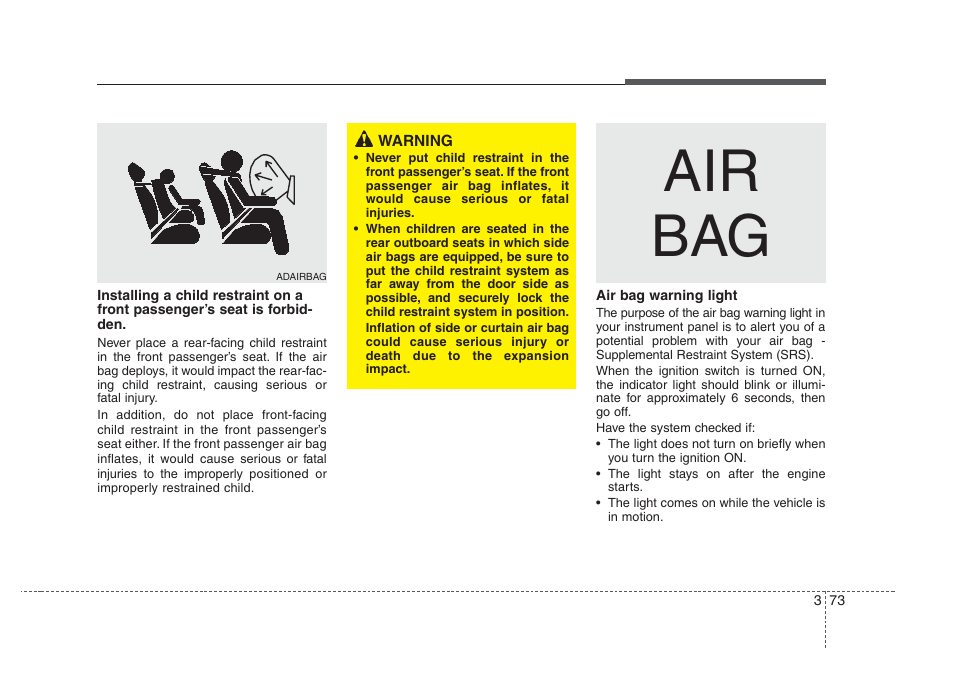 Air bag | KIA Amanti 2008 User Manual | Page 83 / 283