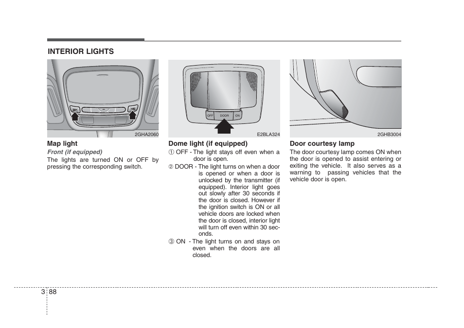 Knowing your vehicle | KIA Amanti 2008 User Manual | Page 98 / 283