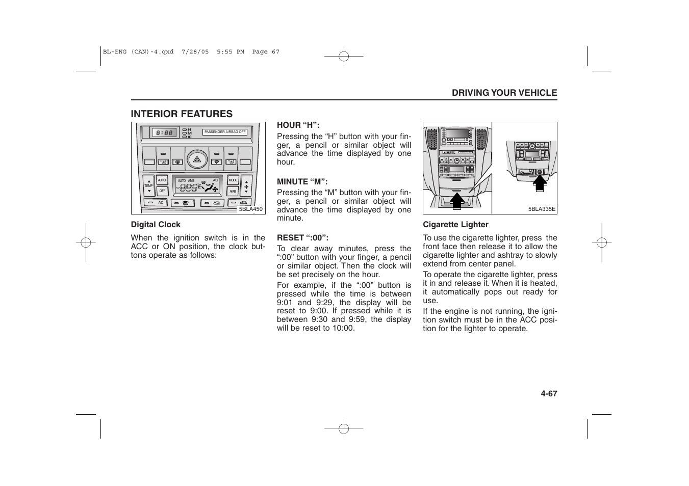 Interior features, Driving your vehicle | KIA Sorento 2006 User Manual | Page 165 / 312