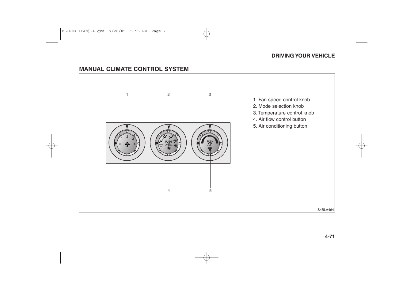 Manual climate control system, Driving your vehicle | KIA Sorento 2006 User Manual | Page 169 / 312