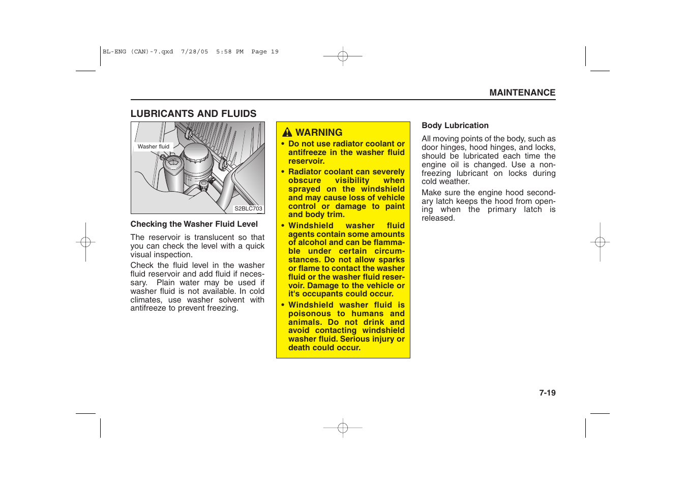 Lubricants and fluids, Warning | KIA Sorento 2006 User Manual | Page 276 / 312