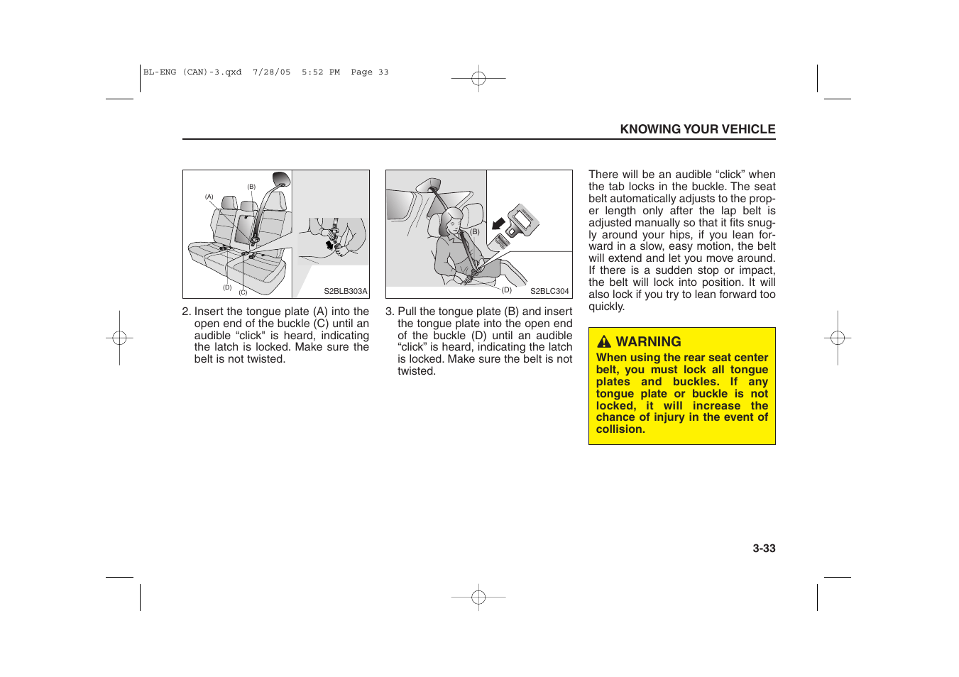 Warning | KIA Sorento 2006 User Manual | Page 42 / 312