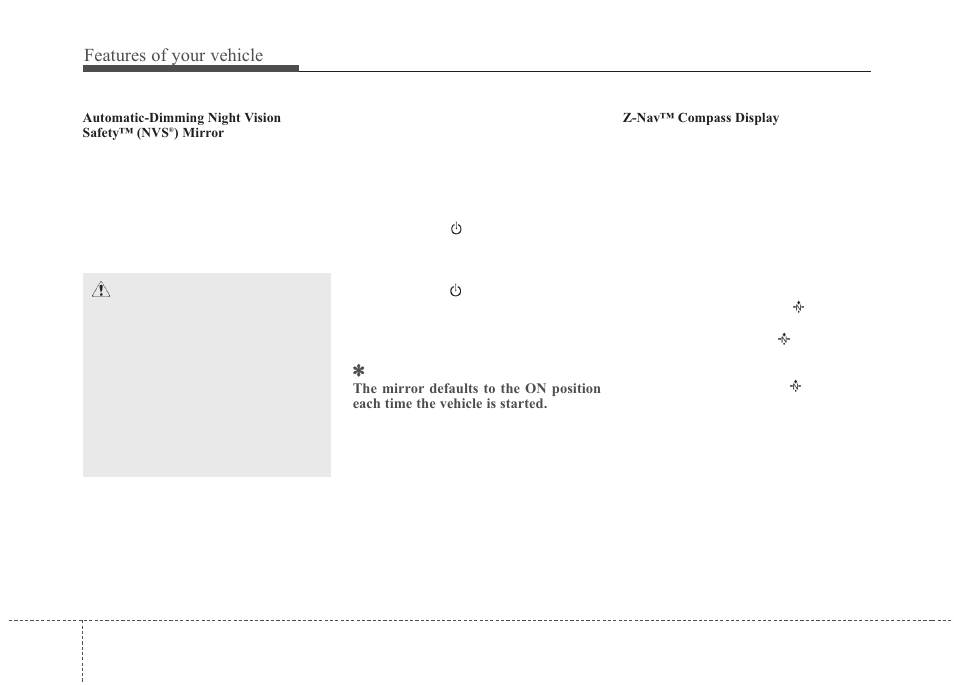 Features of your vehicle | KIA Magentis 2010 User Manual | Page 104 / 336