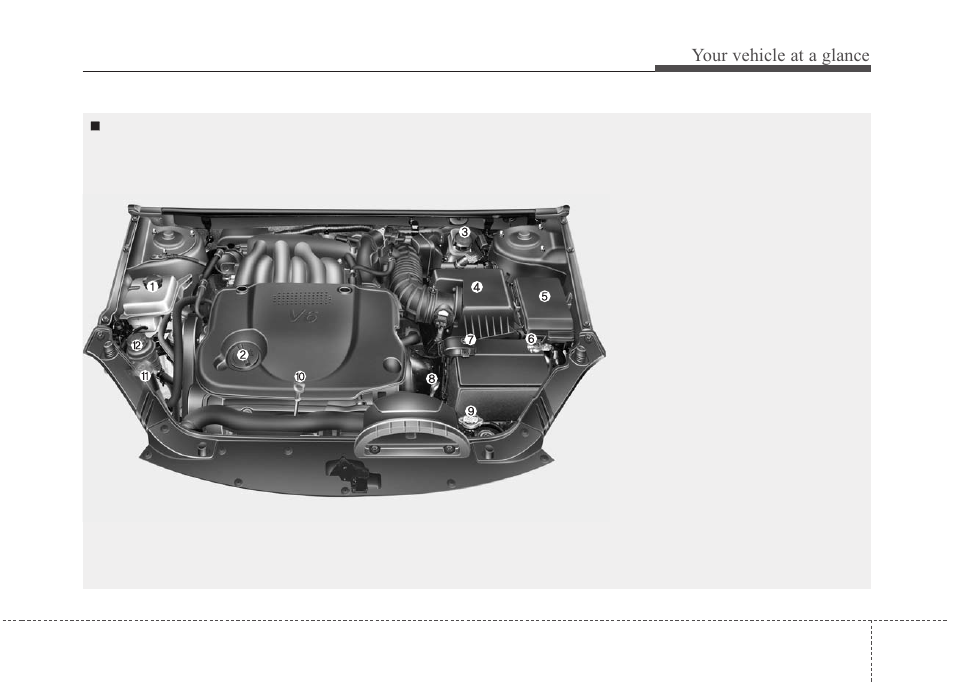 Your vehicle at a glance | KIA Magentis 2010 User Manual | Page 14 / 336