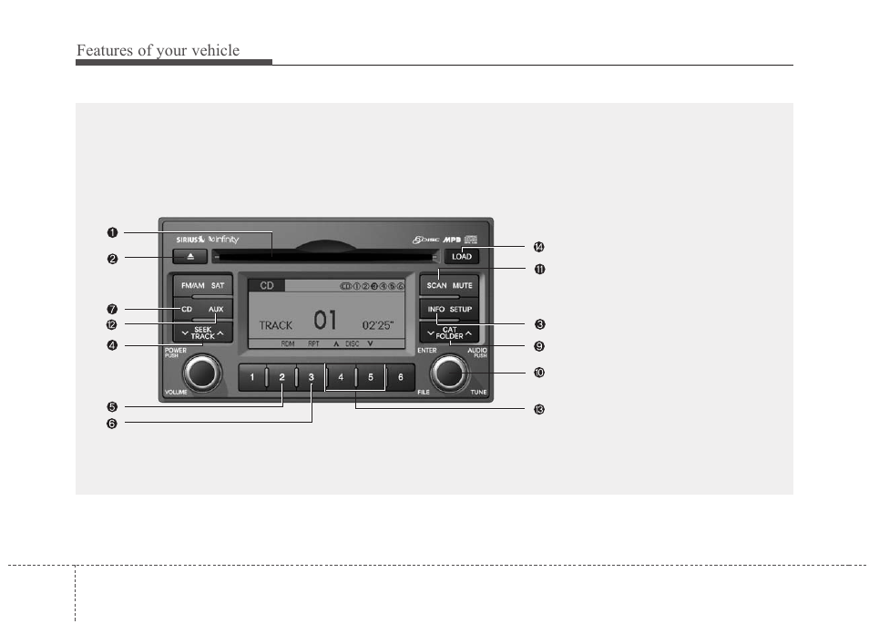 Features of your vehicle | KIA Magentis 2010 User Manual | Page 176 / 336