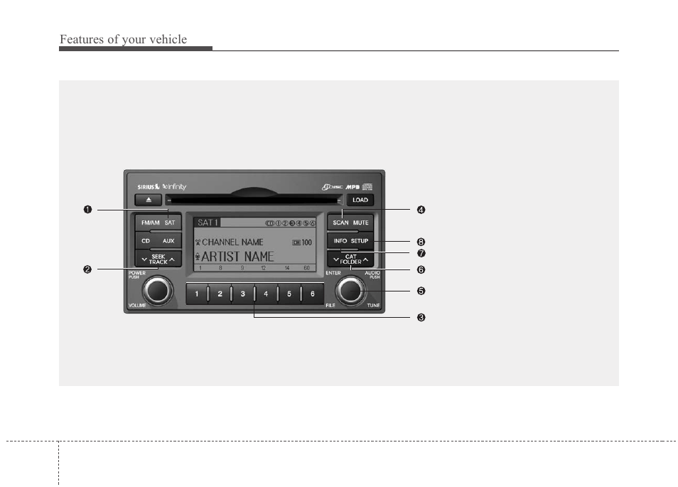 Features of your vehicle | KIA Magentis 2010 User Manual | Page 190 / 336