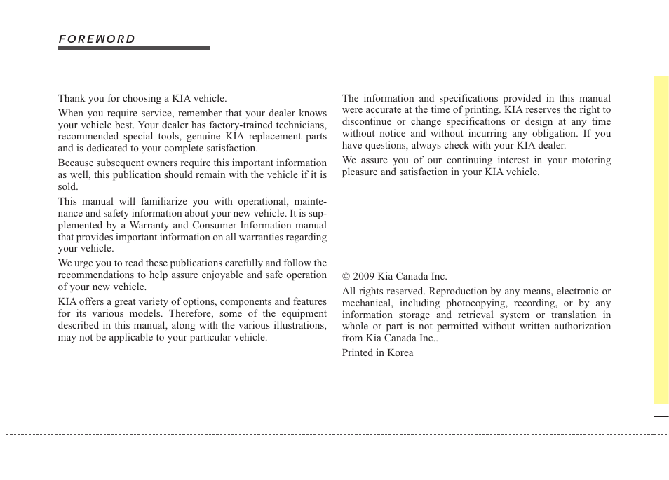 KIA Magentis 2010 User Manual | Page 2 / 336