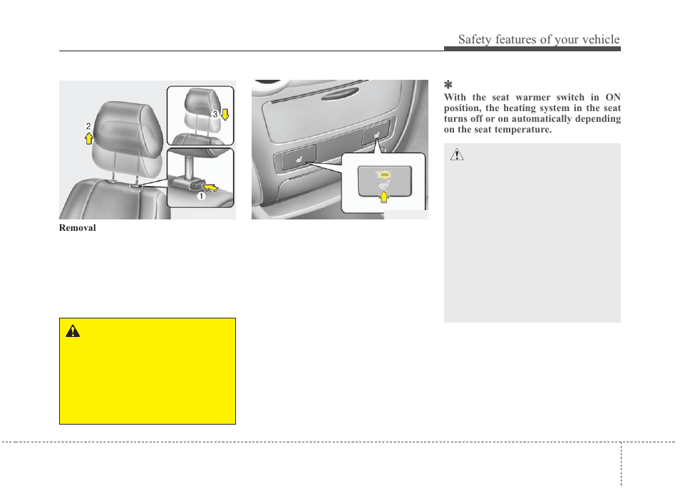 Safety features of your vehicle | KIA Magentis 2010 User Manual | Page 21 / 336