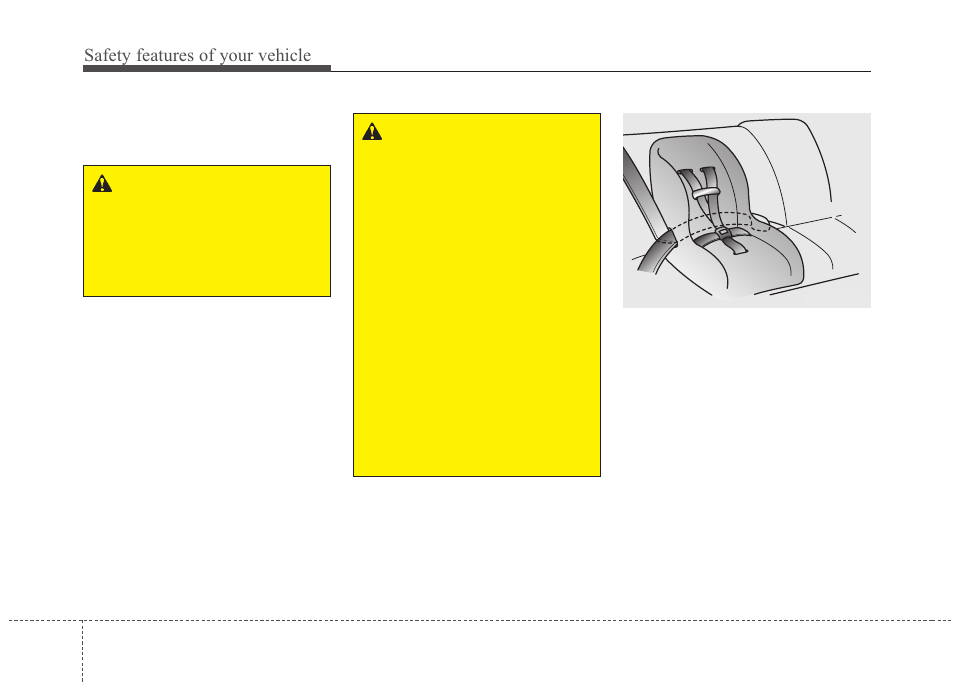 Safety features of your vehicle | KIA Magentis 2010 User Manual | Page 42 / 336