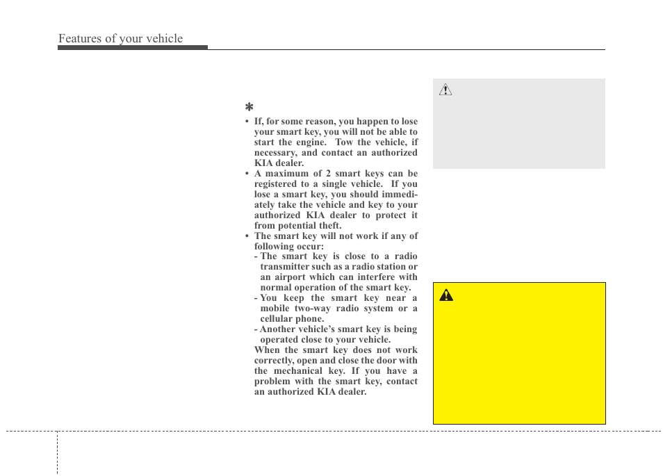 Features of your vehicle | KIA Magentis 2010 User Manual | Page 74 / 336