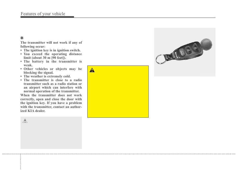 Features of your vehicle | KIA Magentis 2010 User Manual | Page 78 / 336