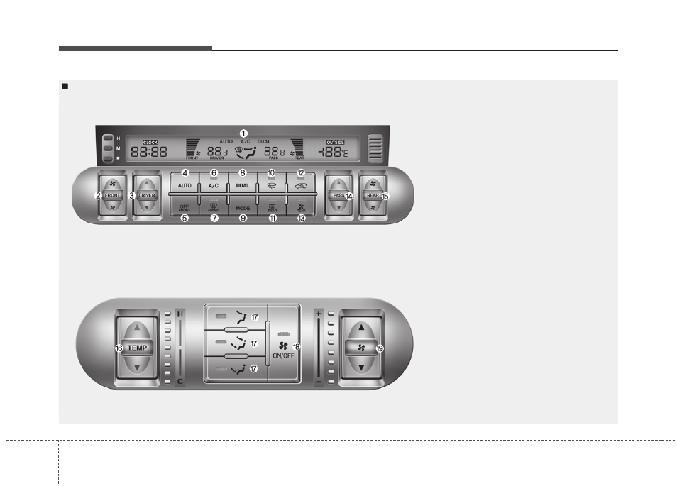 Features of your vehicle, Automatic climate control system (if equipped) | KIA Borrego 2011 User Manual | Page 178 / 464