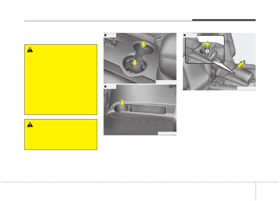 Features of your vehicle, Interior features, Warning | KIA Borrego 2011 User Manual | Page 195 / 464