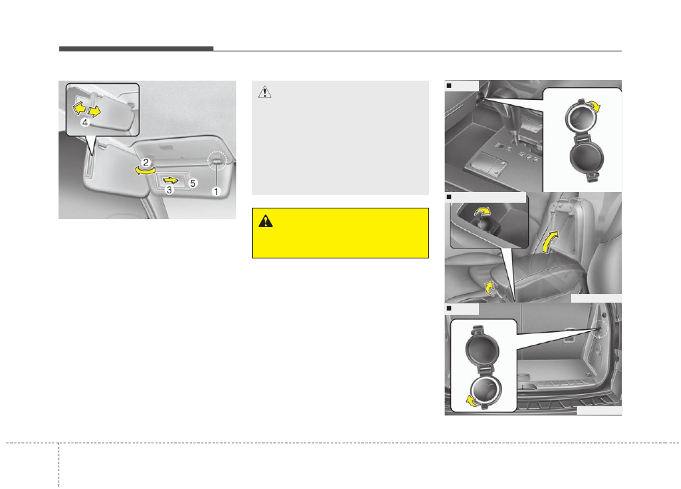 Features of your vehicle, Caution, Warning | KIA Borrego 2011 User Manual | Page 196 / 464