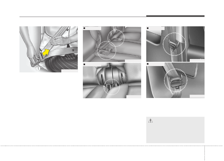 Safety features of your vehicle, Caution | KIA Borrego 2011 User Manual | Page 38 / 464