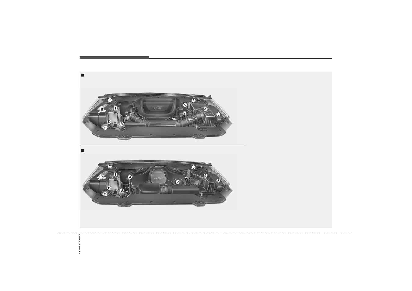 Your vehicle at a glance, Engine compartment | KIA Borrego 2010 User Manual | Page 13 / 461