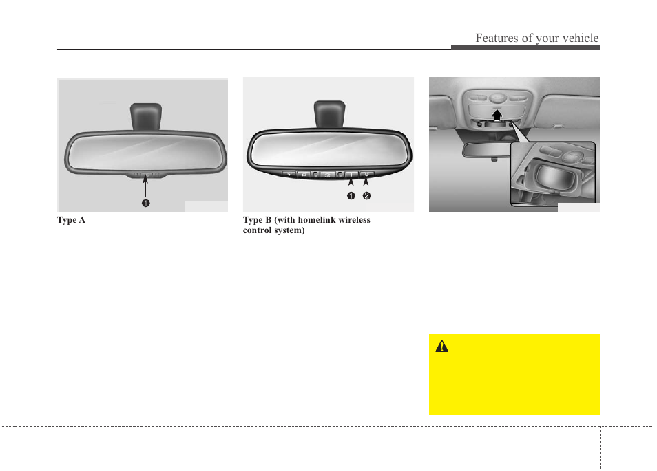 Features of your vehicle | KIA Sedona 2010 User Manual | Page 118 / 360