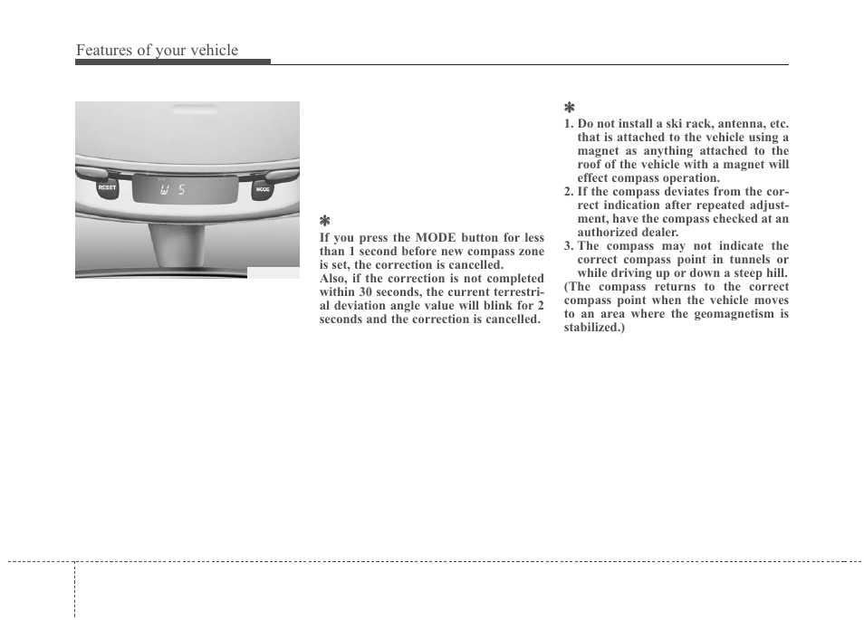 Features of your vehicle | KIA Sedona 2010 User Manual | Page 125 / 360