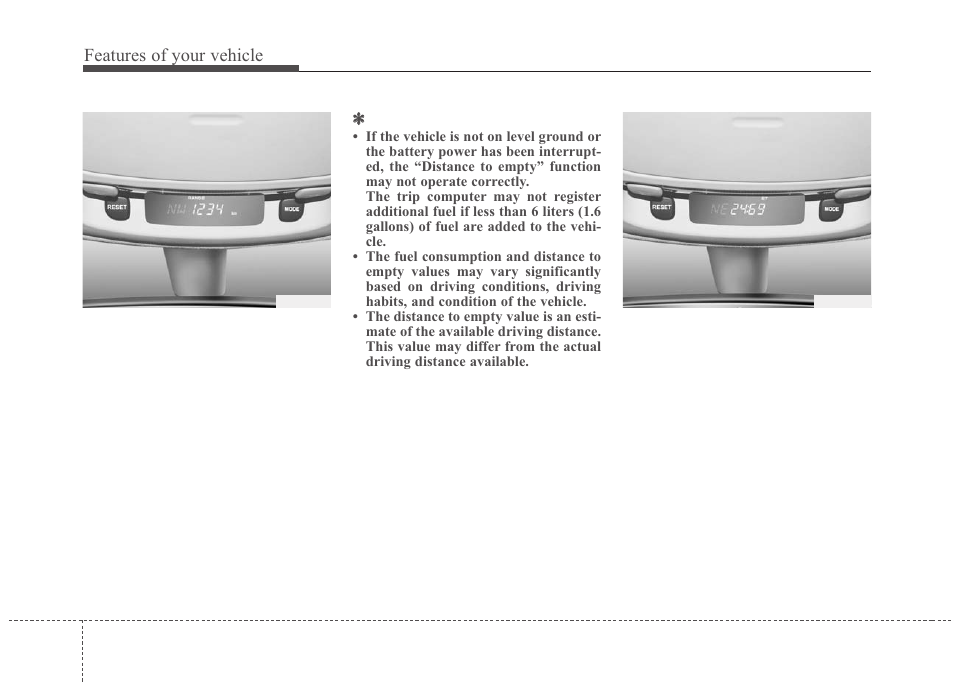 Features of your vehicle | KIA Sedona 2010 User Manual | Page 127 / 360