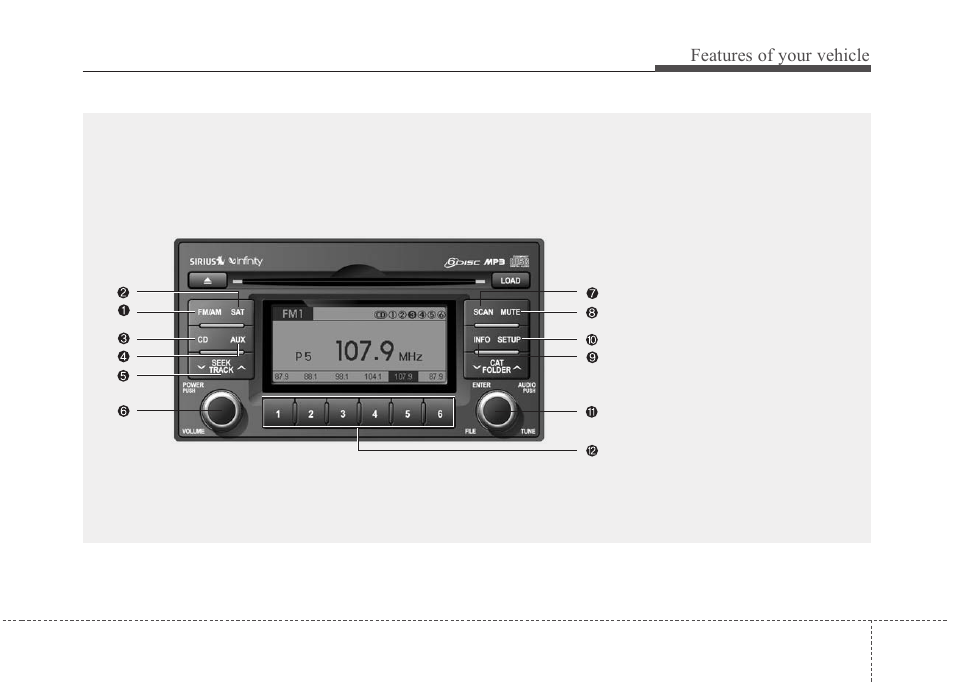 Features of your vehicle | KIA Sedona 2010 User Manual | Page 215 / 360