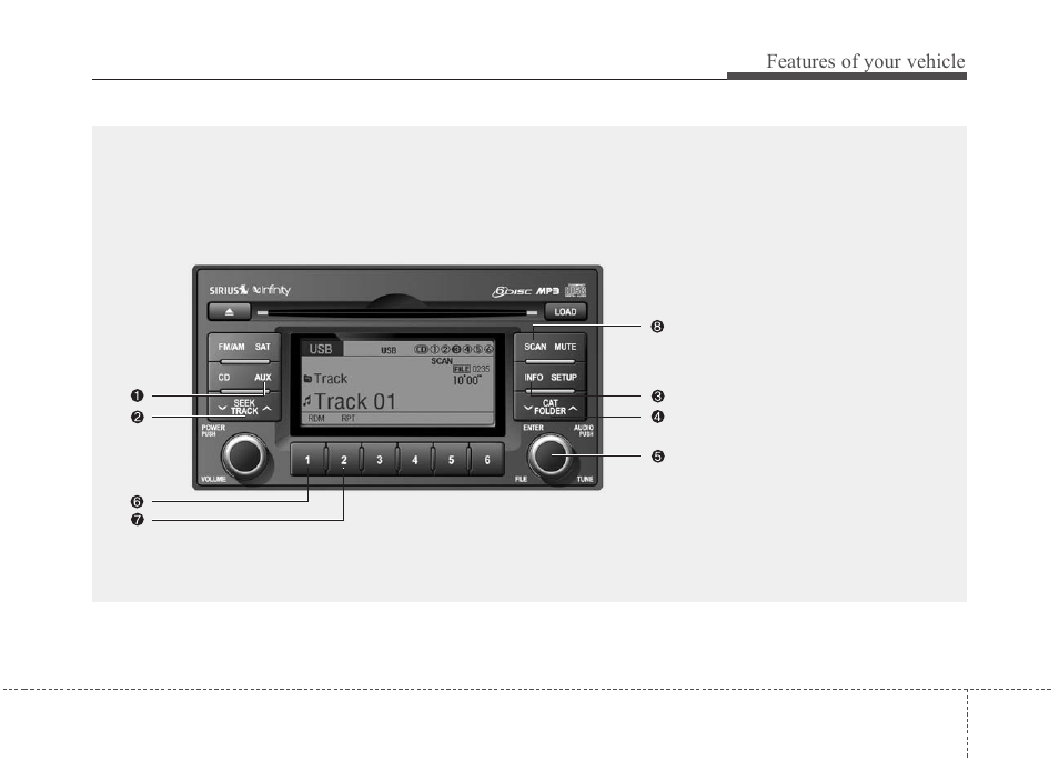 Features of your vehicle | KIA Sedona 2010 User Manual | Page 223 / 360