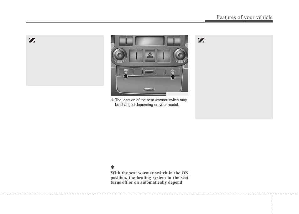 Features of your vehicle | KIA Sedona 2010 User Manual | Page 54 / 360