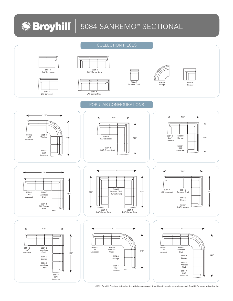 Broyhill SANREMO SECTIONAL Configurations User Manual | 1 page