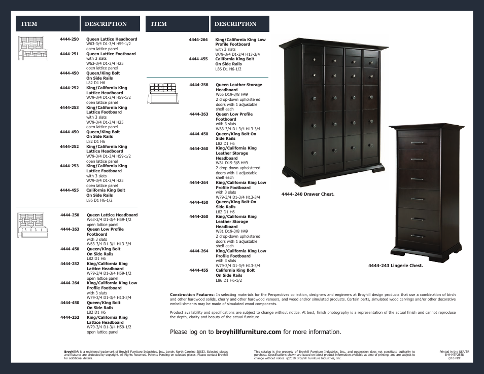 Broyhill PERSPECTIVES LATTICE DRESSER MIRROR Product Details User Manual | Page 4 / 4