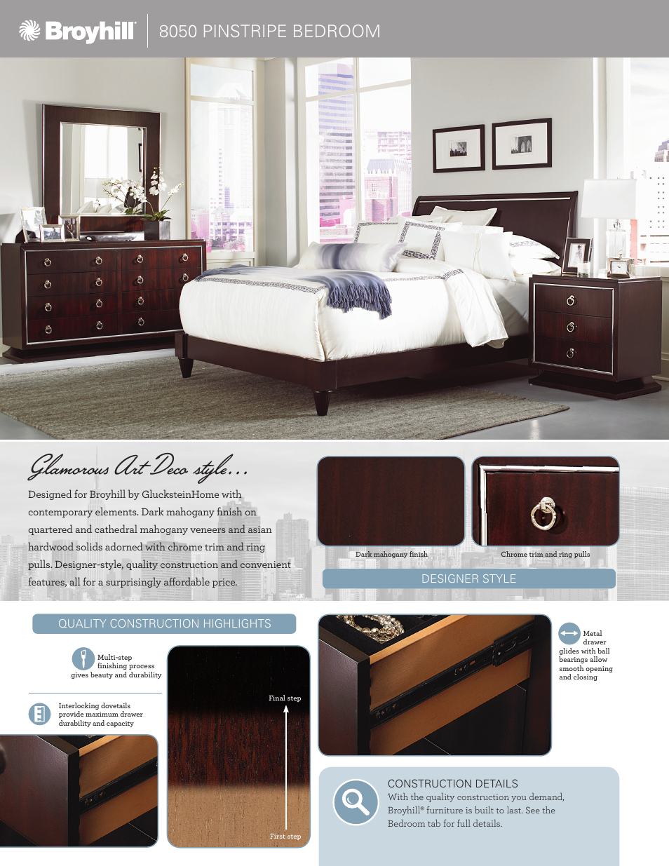 Glamorous art deco style, 8050 pinstripe bedroom | Broyhill PINSTRIPE FLOOR MIRROR Product Details User Manual | Page 2 / 4