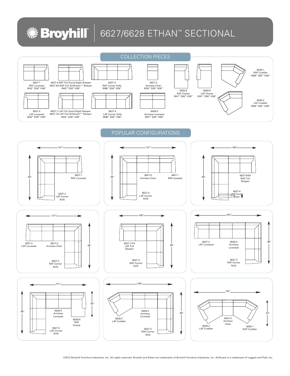 Broyhill ETHAN SECTIONAL Configurations User Manual | 1 page