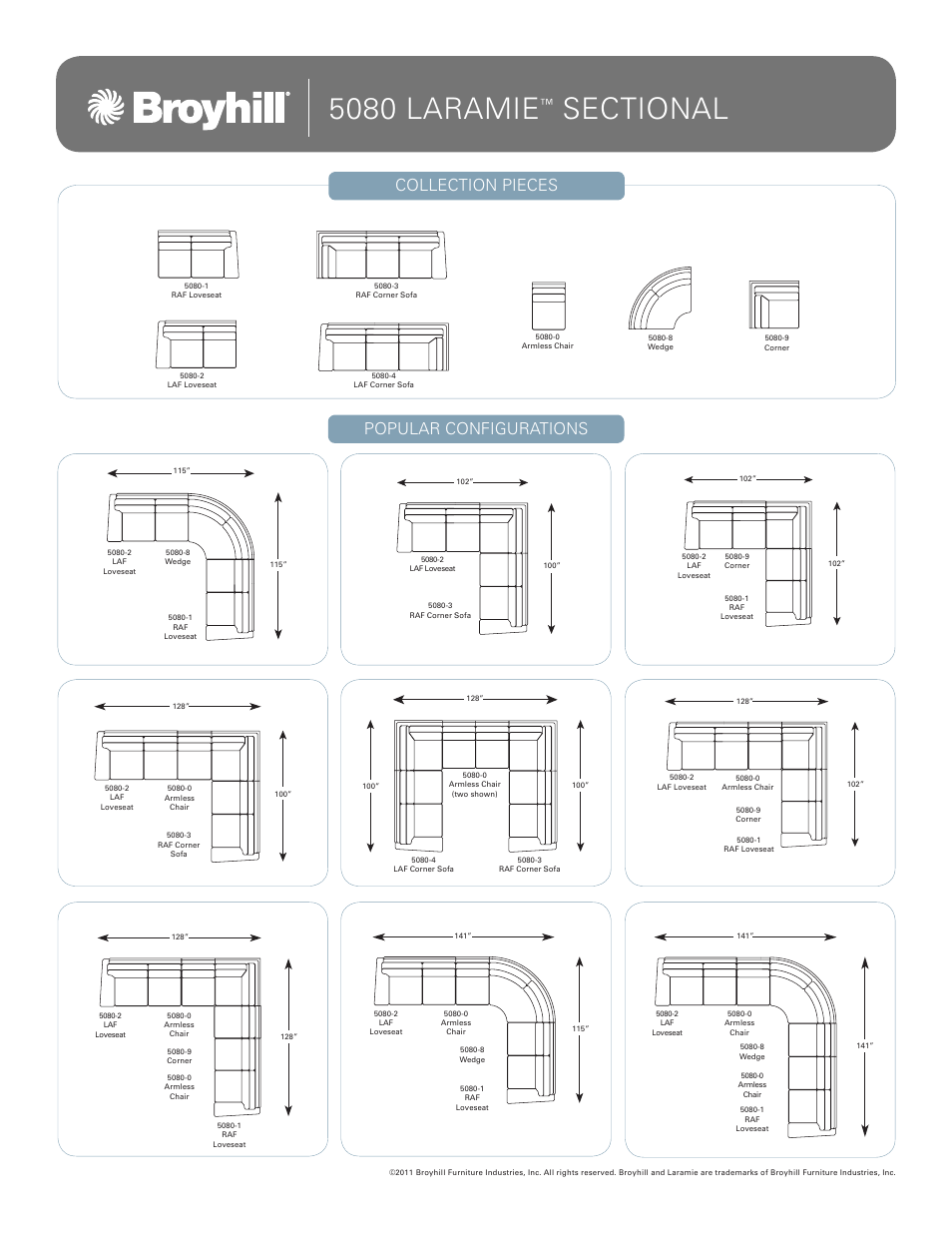 Broyhill LARAMIE SECTIONAL Configurations User Manual | 1 page