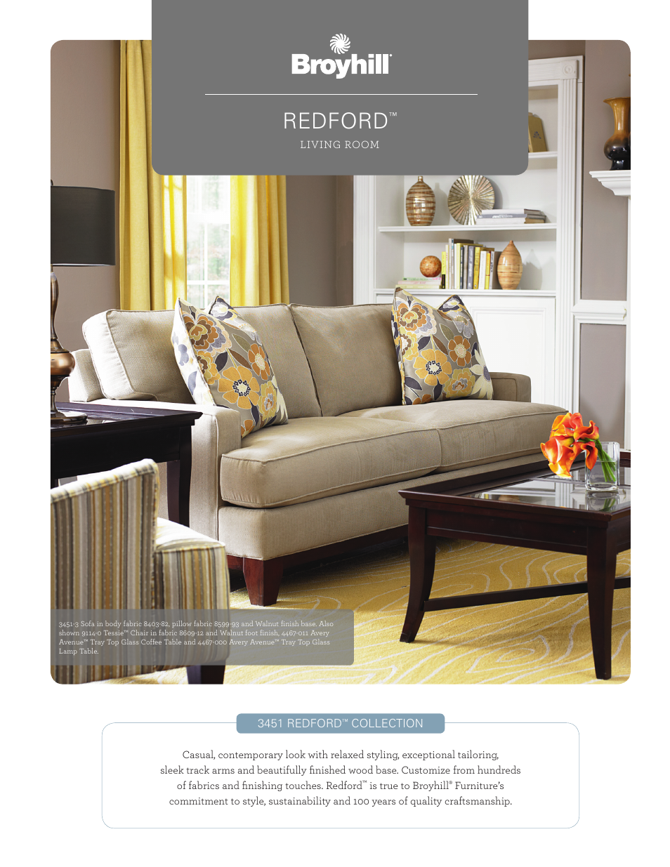 Broyhill REDFORD SOFA, CHAIRS, OTTOMAN Product Details User Manual | 2 pages