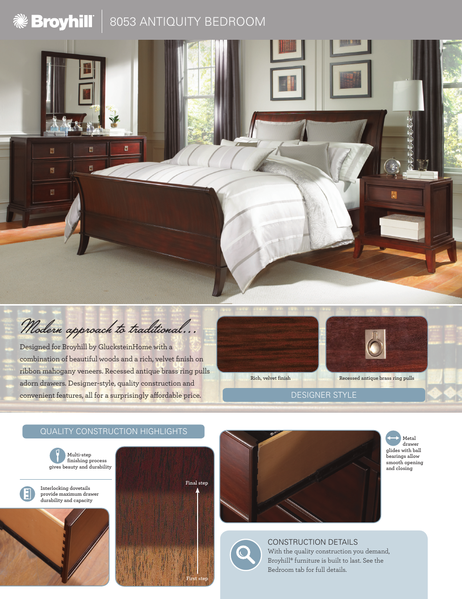 Modern approach to traditional, 8053 antiquity bedroom | Broyhill ANTIQUITY VERTICAL DRESS MIRROR Product Details User Manual | Page 2 / 4