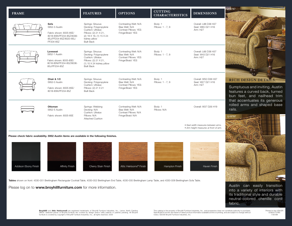 Rich design details | Broyhill AUSTIN SOFA, CHAIRS, OTTOMAN Product Details User Manual | Page 2 / 2