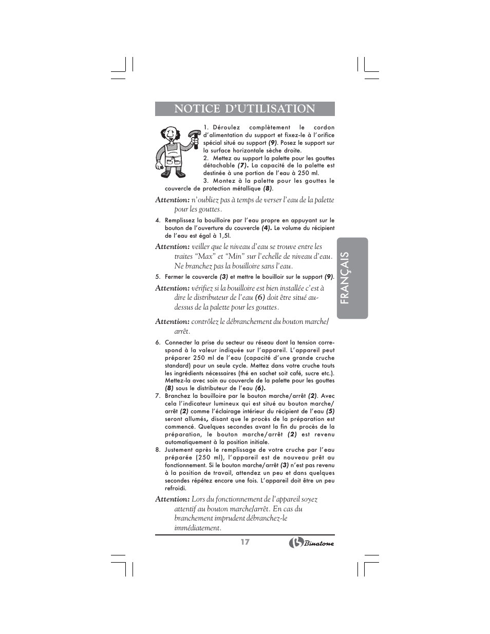 Français notice d’utilisation | Binatone EEJ-1555 B-Quick User Manual | Page 15 / 38