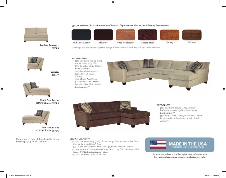 Made in the usa | Broyhill MILAN SECTIONAL Product Details User Manual | Page 3 / 4