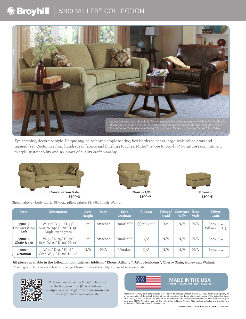 5300 miller, Collection, Made in the usa | Broyhill MILLER OTTOMAN Product Details User Manual | Page 2 / 2