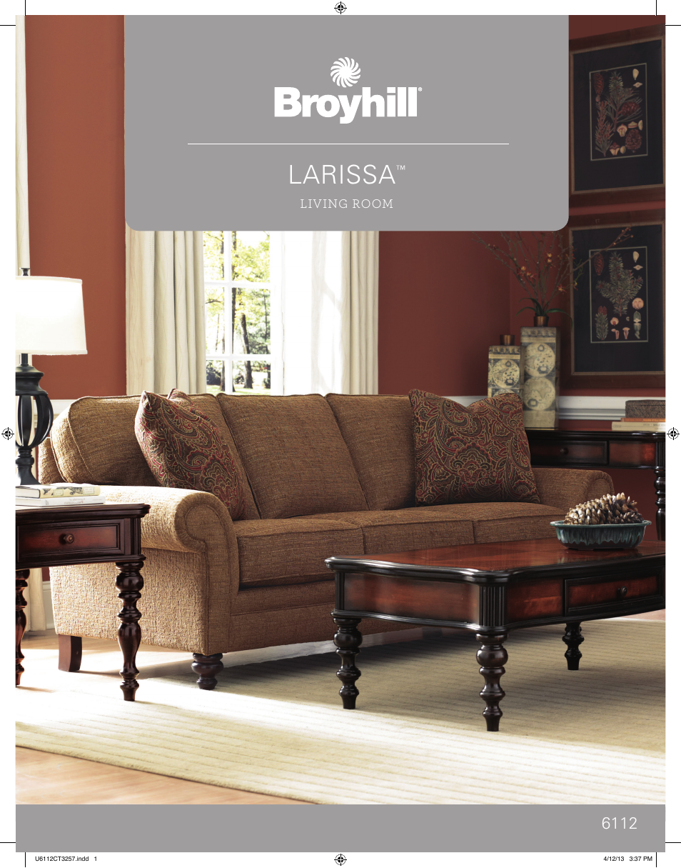 Broyhill LARISSA SOFA, CHAIRS, OTTOMAN Product Details User Manual | 2 pages