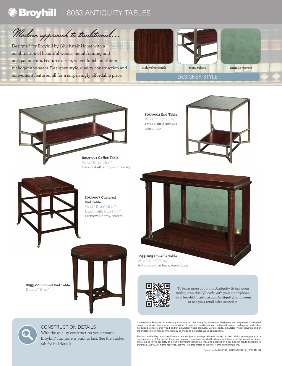 Modern approach to traditional, 8053 antiquity tables | Broyhill ANTIQUITY CASTERED END TABLE Product Details User Manual | Page 2 / 2