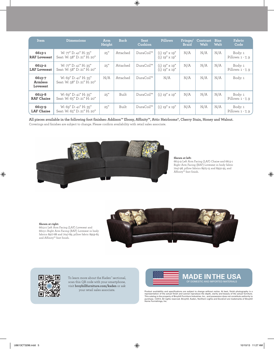 Made in the usa | Broyhill KADEN SECTIONAL Product Details User Manual | Page 3 / 4