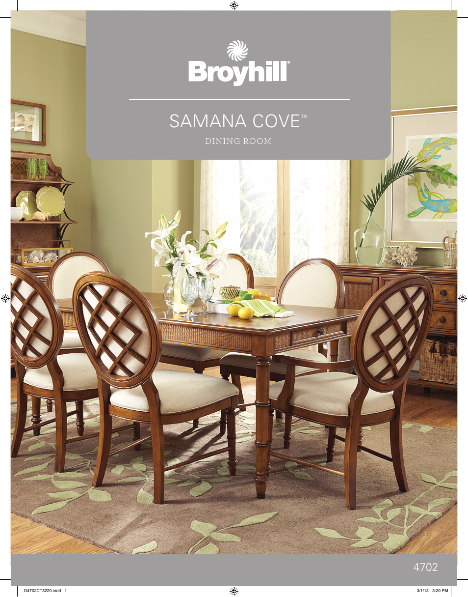 Broyhill SAMANA COVE ADJUSTABLE-HEIGHT LEG DINING TABLE Product Details User Manual | 4 pages