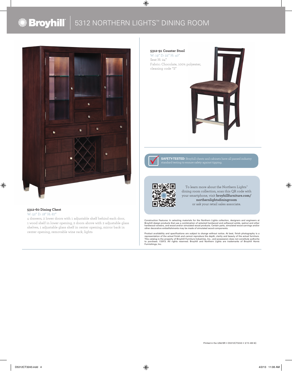 5312 northern lights, Dining room | Broyhill NORTHERN LIGHTS DINING CHEST Product Details User Manual | Page 4 / 4