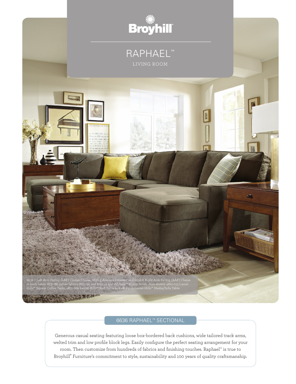 Broyhill RAPHAEL SECTIONAL Product Details User Manual | 4 pages