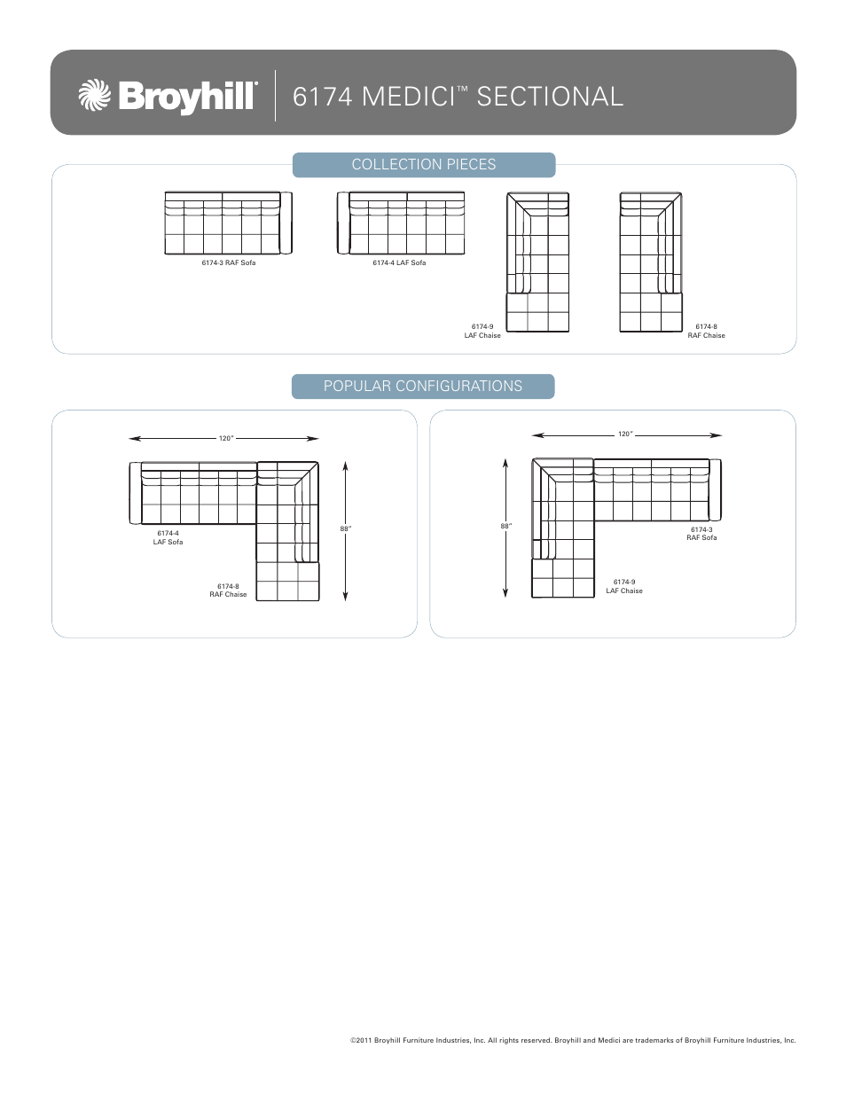 Broyhill MEDICI SECTIONAL Configurations User Manual | 1 page