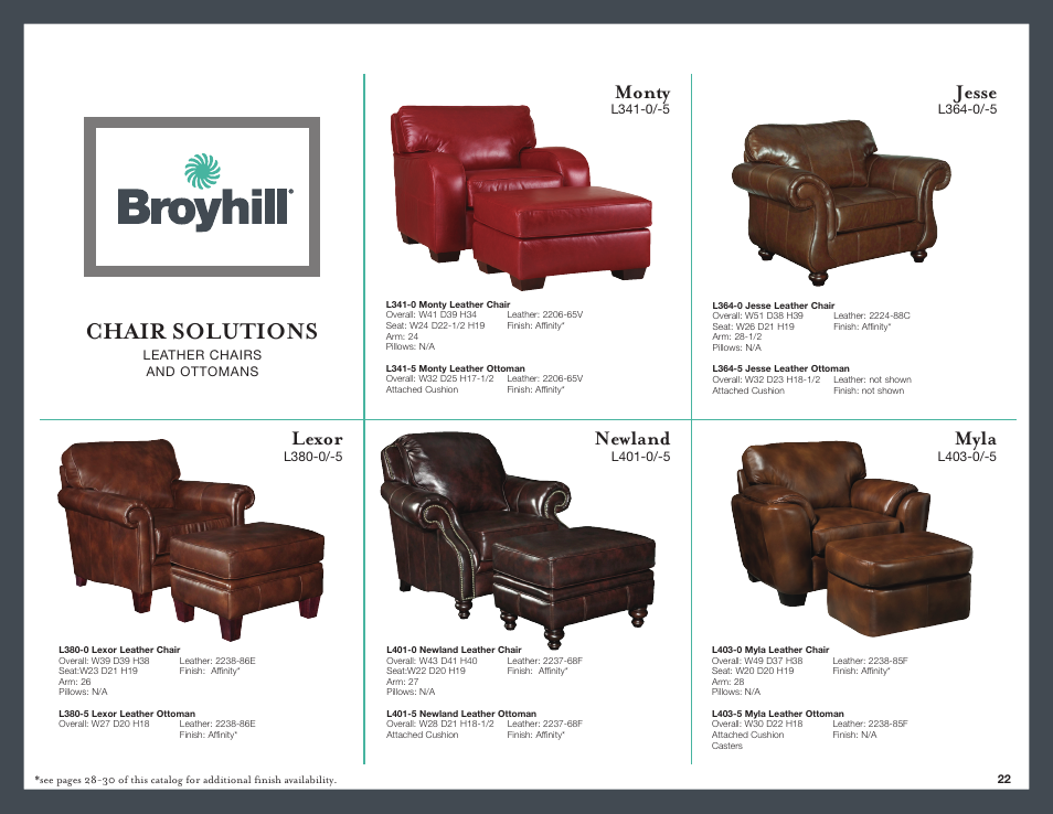 Chair solutions, Monty, Jesse | Newland, Myla, Lexor | Broyhill BRIDGET SQUARE COCKTAIL OTTOMAN Product Details User Manual | Page 23 / 32