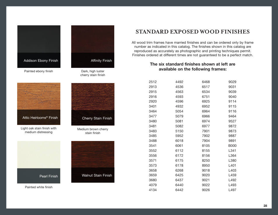 Standard exposed wood finishes | Broyhill BRIDGET SQUARE COCKTAIL OTTOMAN Product Details User Manual | Page 29 / 32